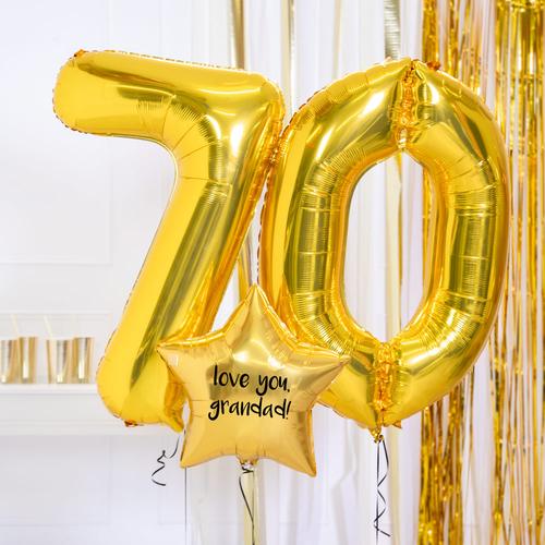 bouquet helium ballons chiffres aluminium or 70