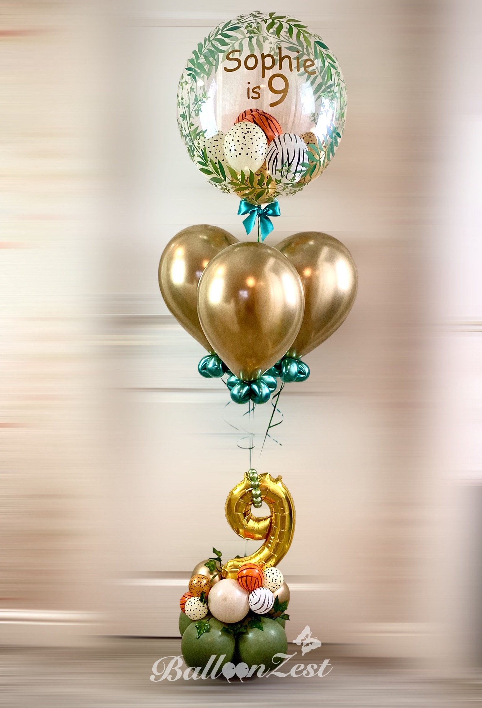 bouquet ballon chiffre or aluminium 66 cm 9