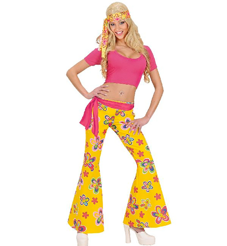 pantalon hippie fleurs jaunes
