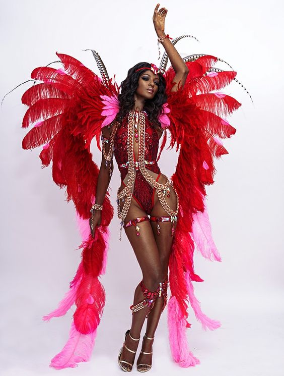 costume carnaval de rio plumes rouges