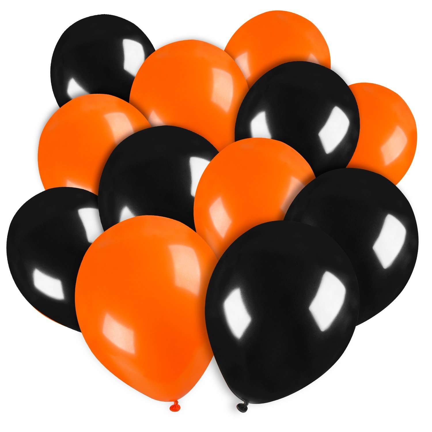 50 ballons latex halloween boidegradables oranges et noirs 30 cm