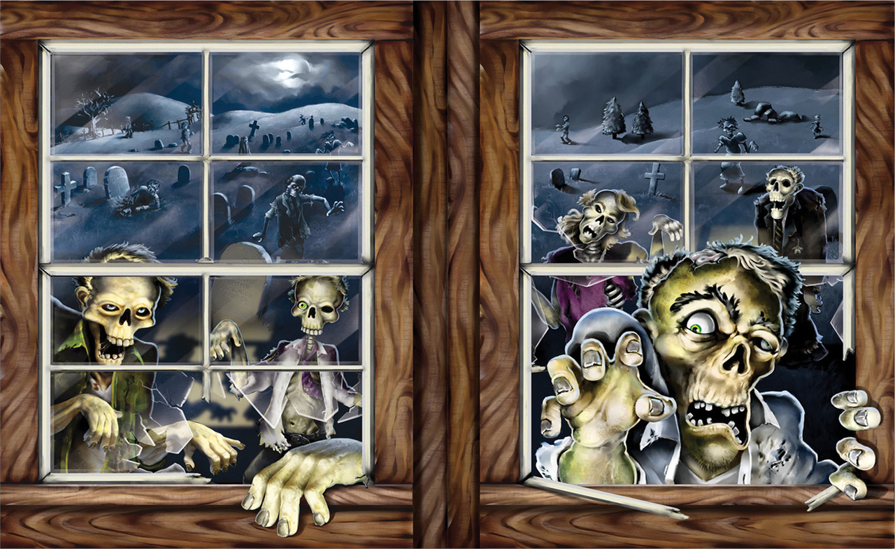 decoration de fenêtres attaque de zombies