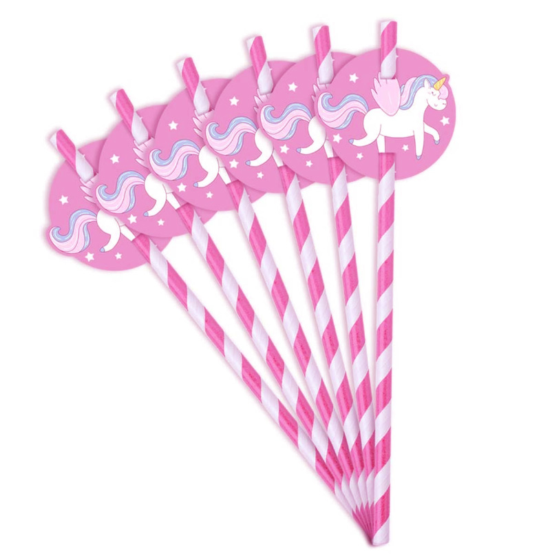 12 pailles theme licorne