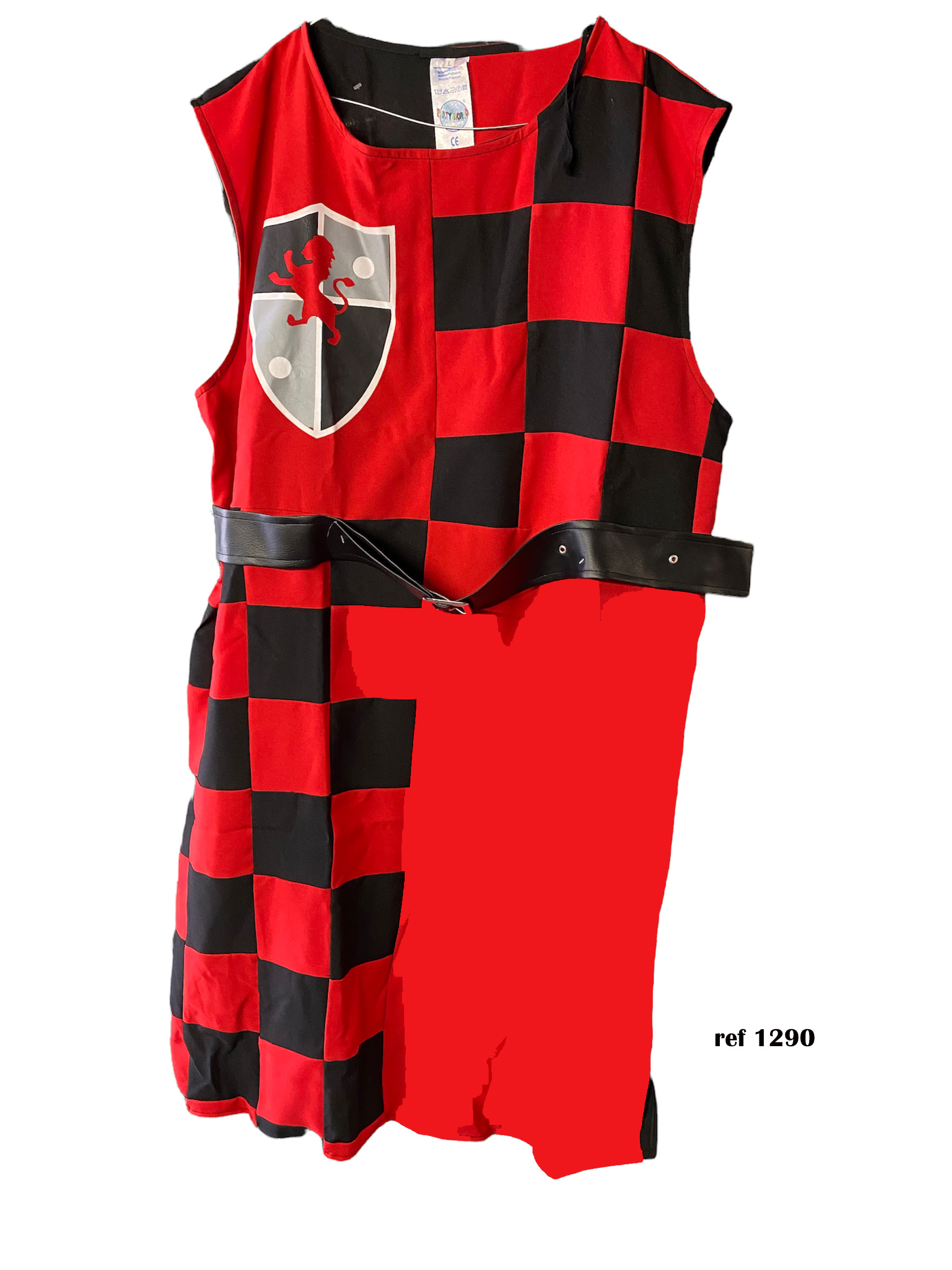 tunique tabard medievale rouge et noire