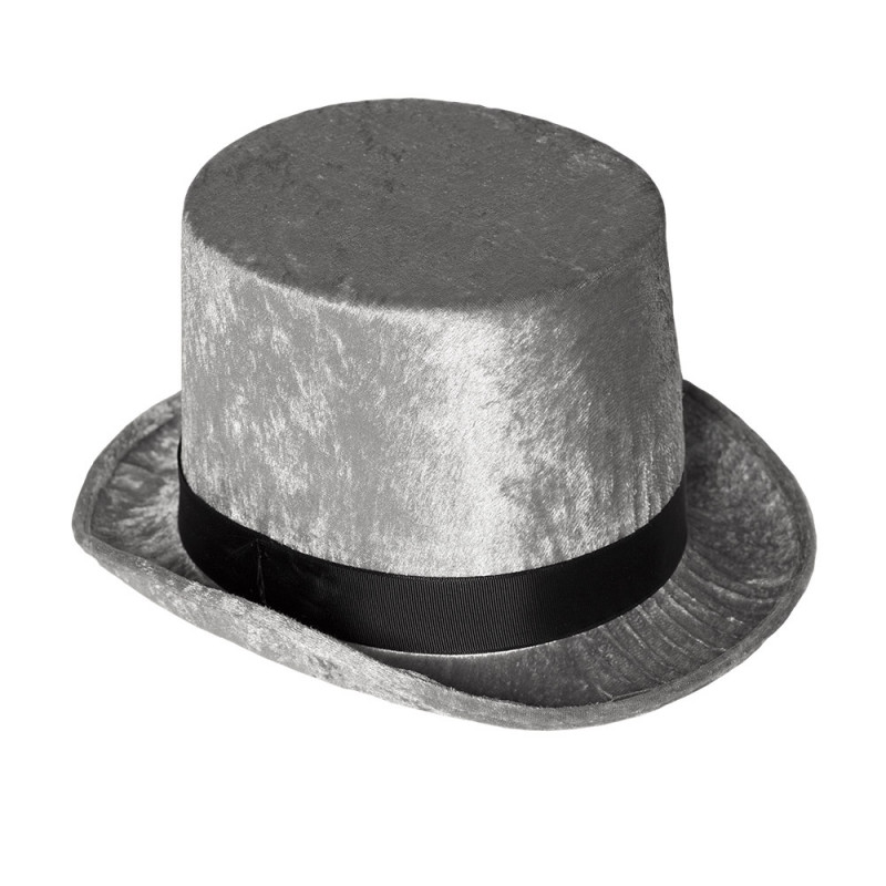chapeau haut de forme velours gris