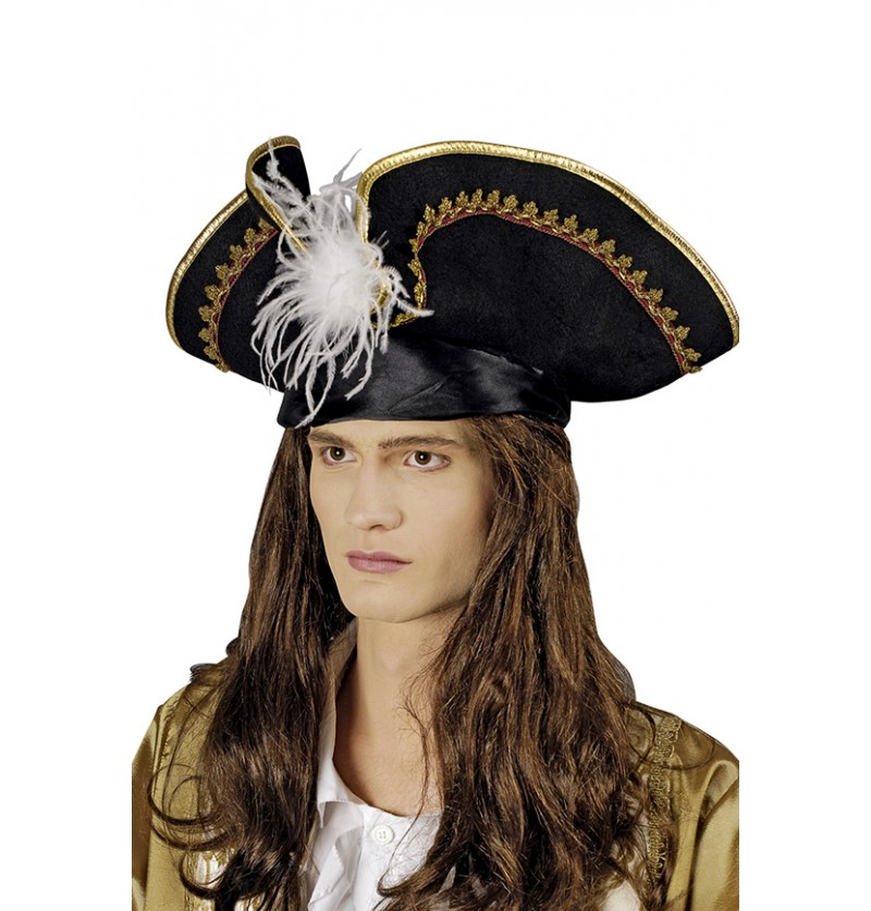 tricorne pirate-capitaine-velours -avec-foulard