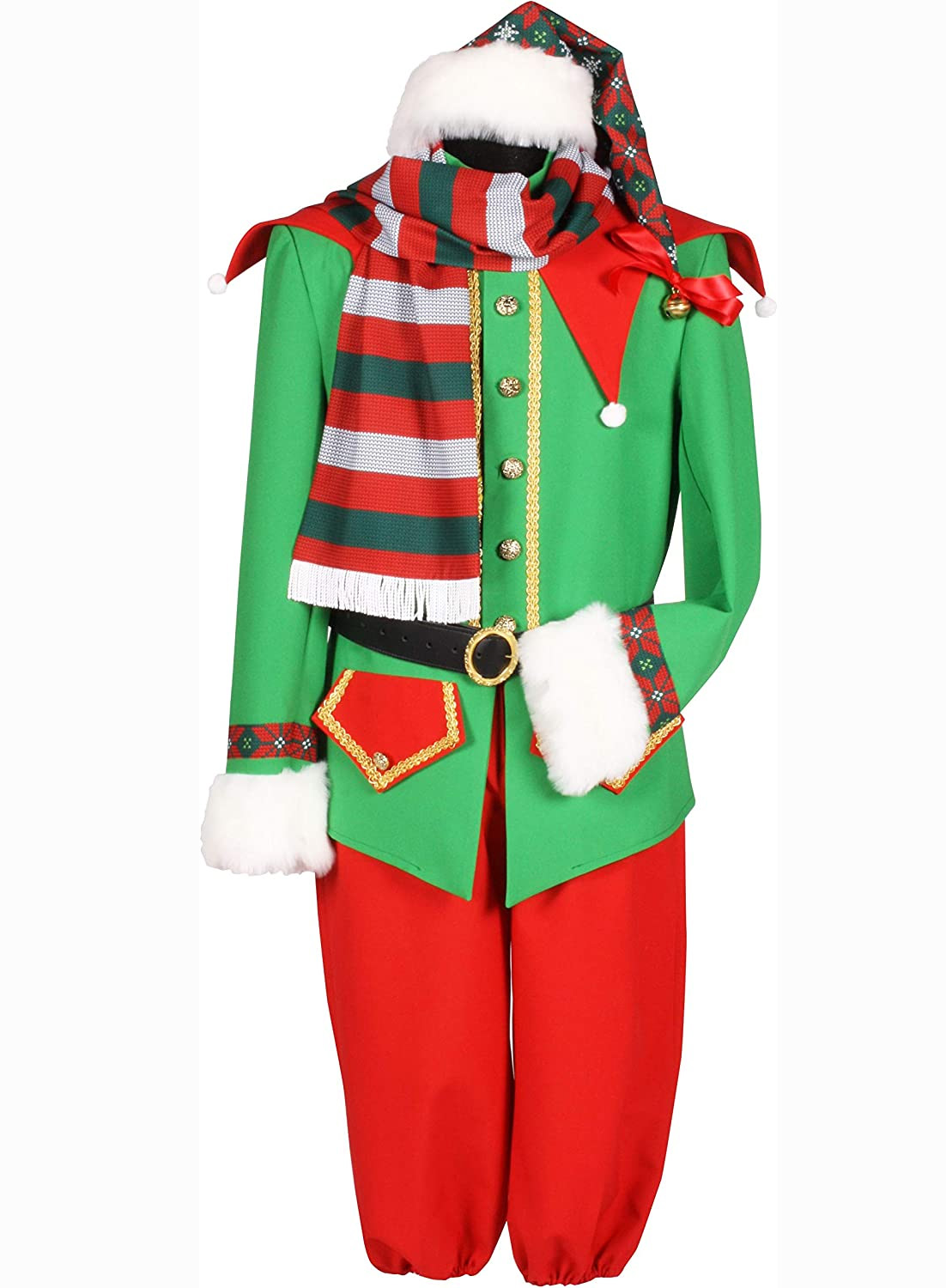 Costume De Lutin De Noël Femme - Robe Verte, Chaussures, Chaussettes Et Ceinture, Déguisement Fête Adulte