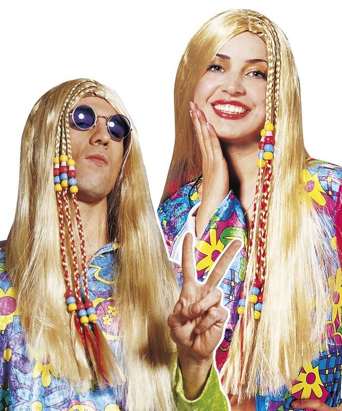 perruque hippie blonde avec tresses et perles