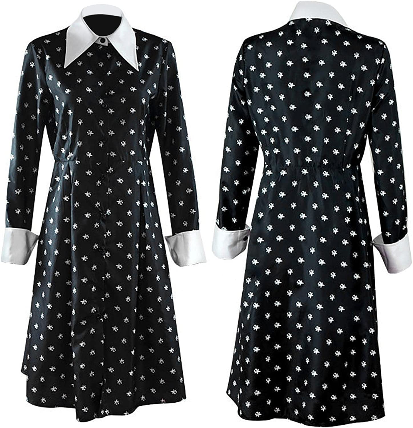 robe imprimee noire et blanche wenesday addams family 1