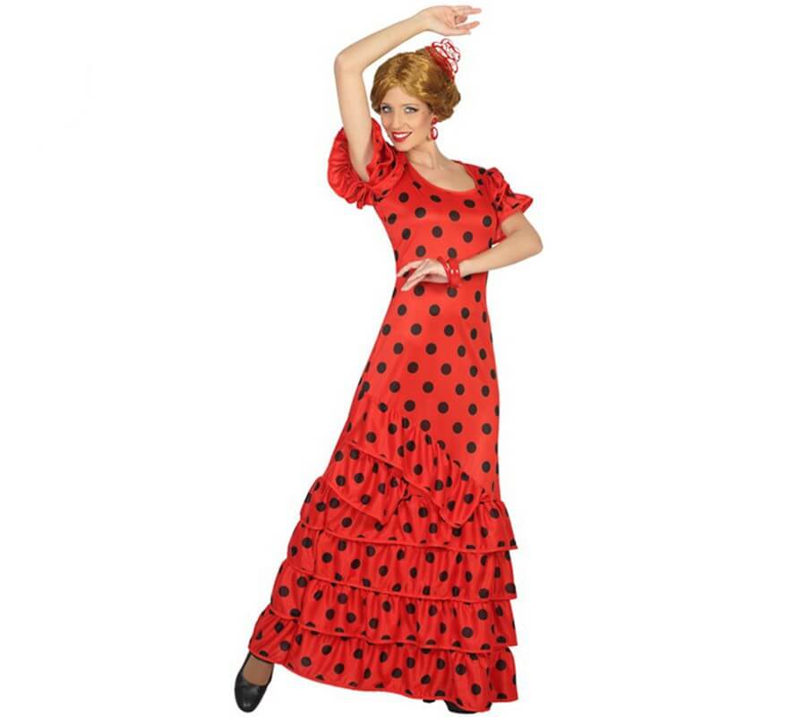 deguisement espagnole flamenco femme rouge pois noirs