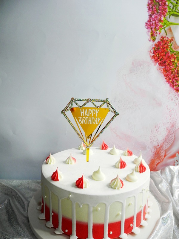 cake topper hbd diamant