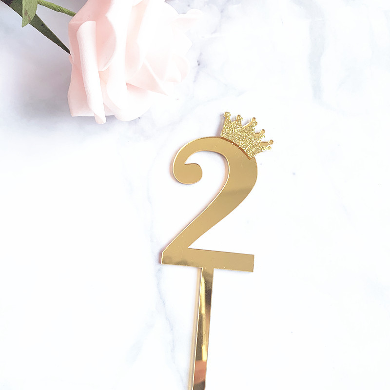 cake topper acrilic chiffre or 2