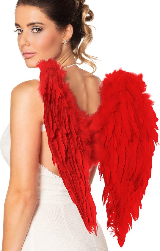 ailes en plumes rouges 50 cm