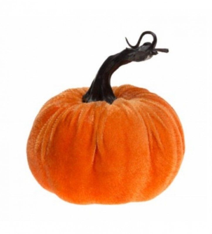 decoration citrouille velours orange 11 cm