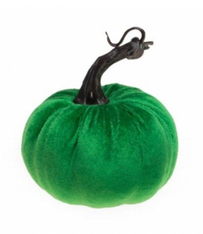 decoration citrouille velours verte11 cm