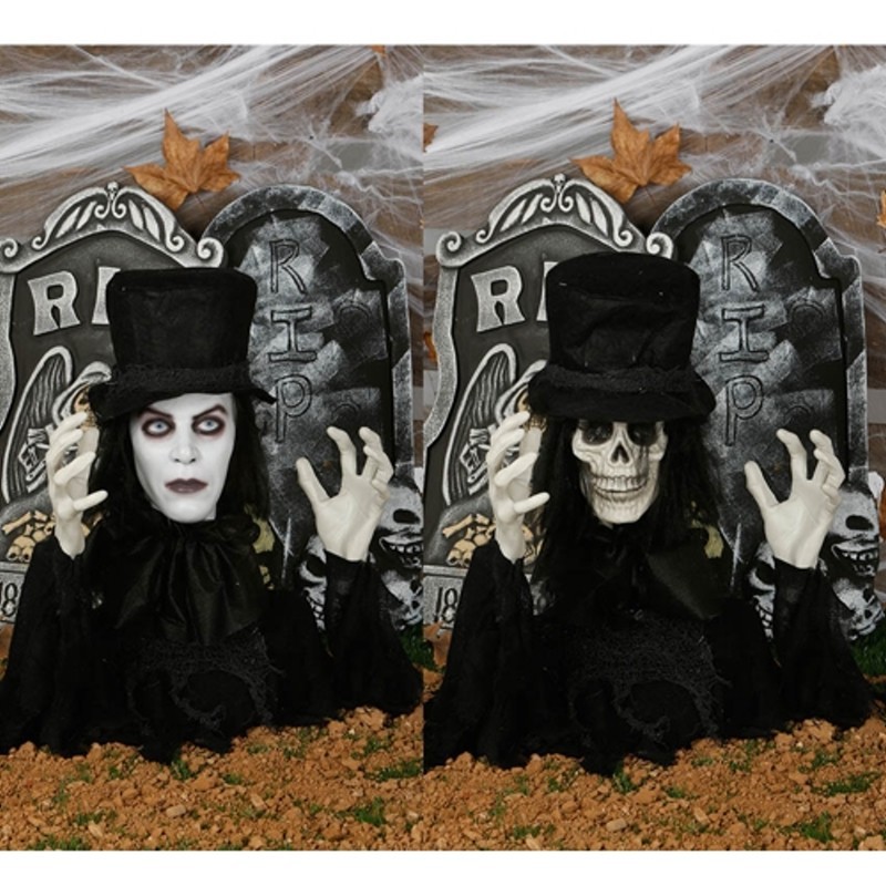 decoration halloween buste avec tete tournante
