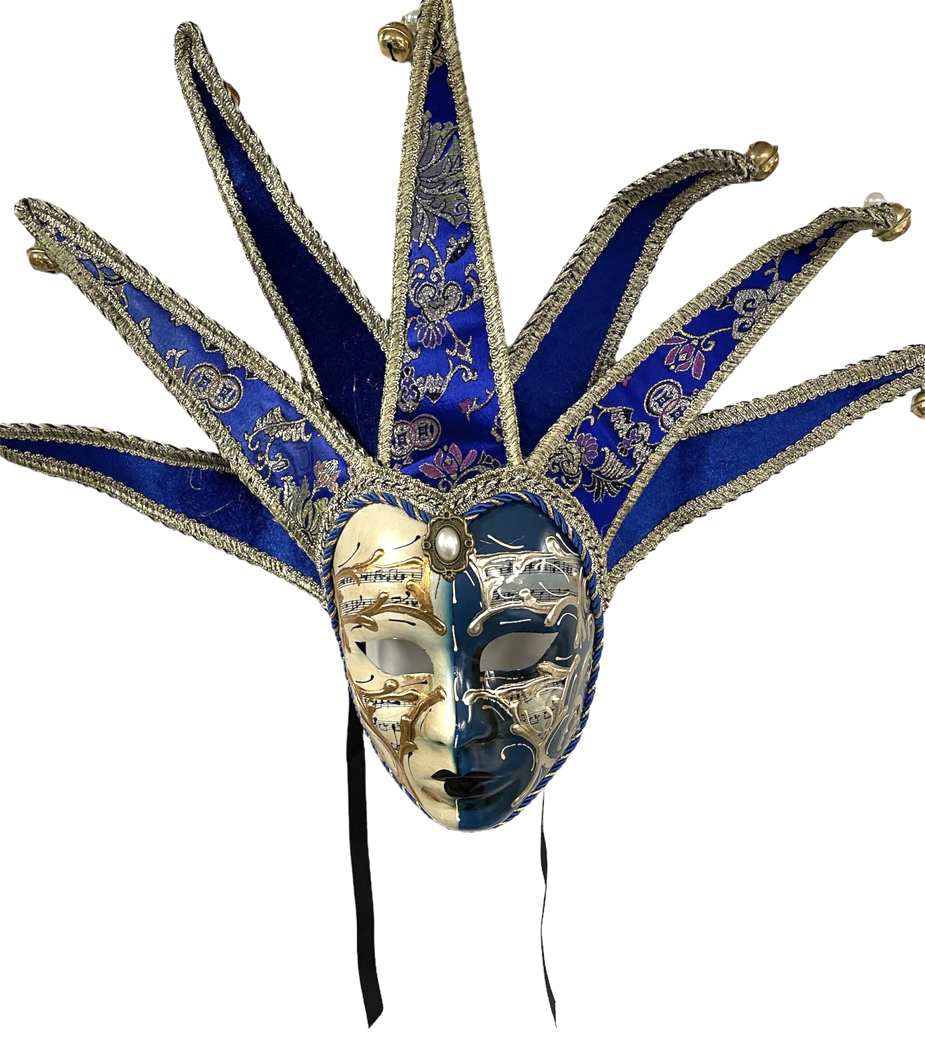 masque venitien bleu avec grelots