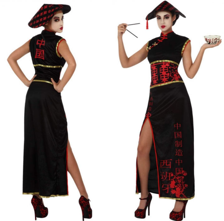 DEGUISEMENT CHINOISE NOIRE ET ROUGE ADULTE
