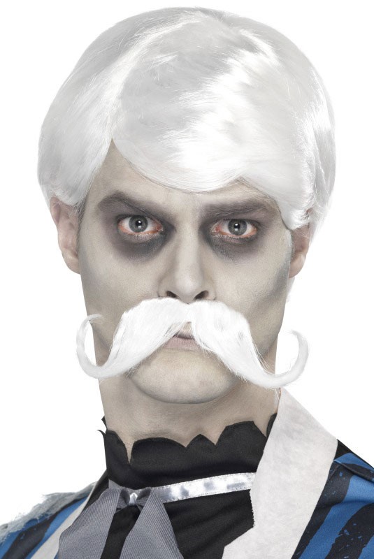 PERRUQUE DANDY BLANC AVEC MOUSTACHE
