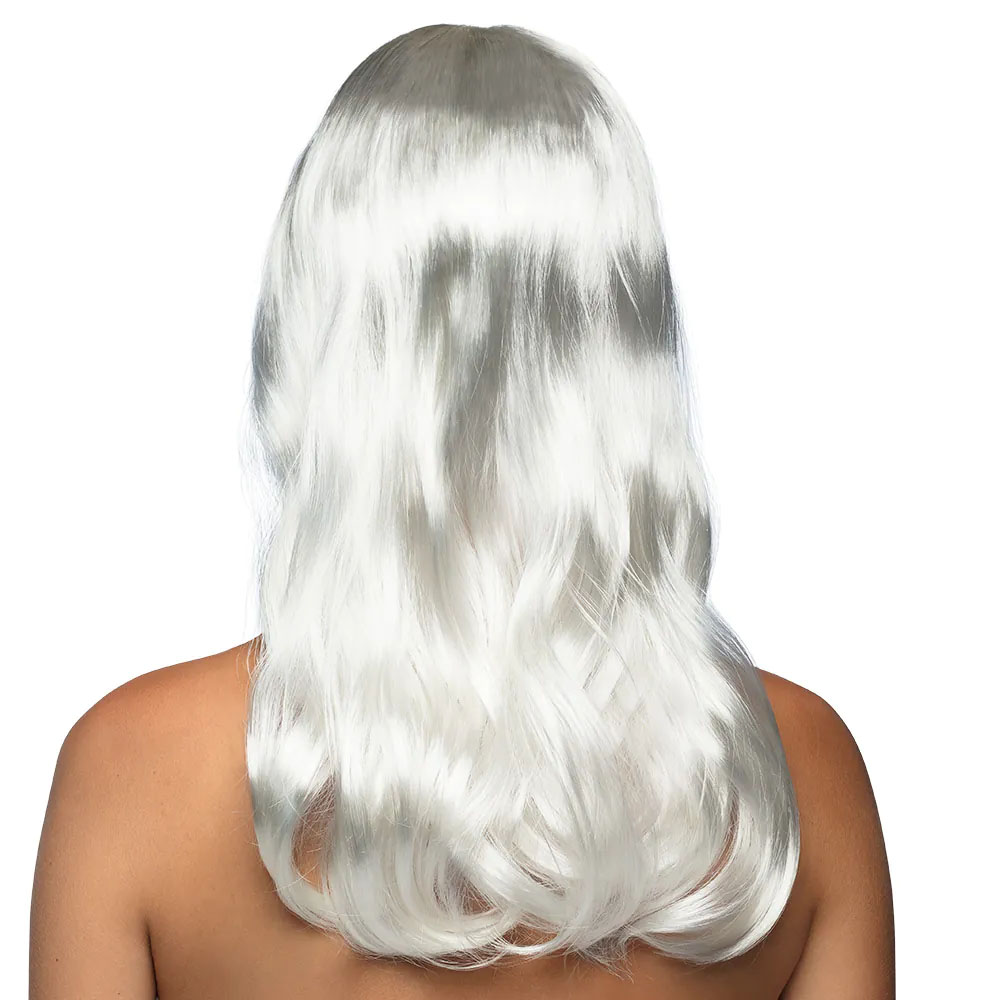 perruque fashion longue blanche avec frange 2