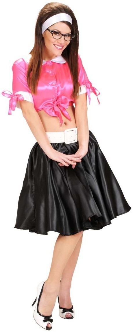 JUPE ANNEE 50 SATIN NOIR