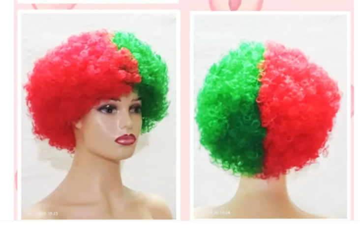 PERRUQUE AFRO  ROUGE ET VERTE PORTUGAL