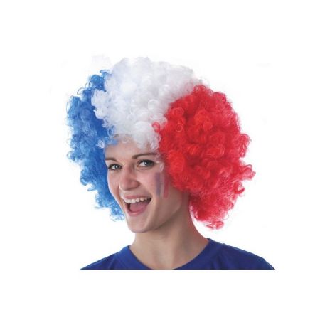 perruque-AFRO BLEU BLANC ROUGE FRANCE