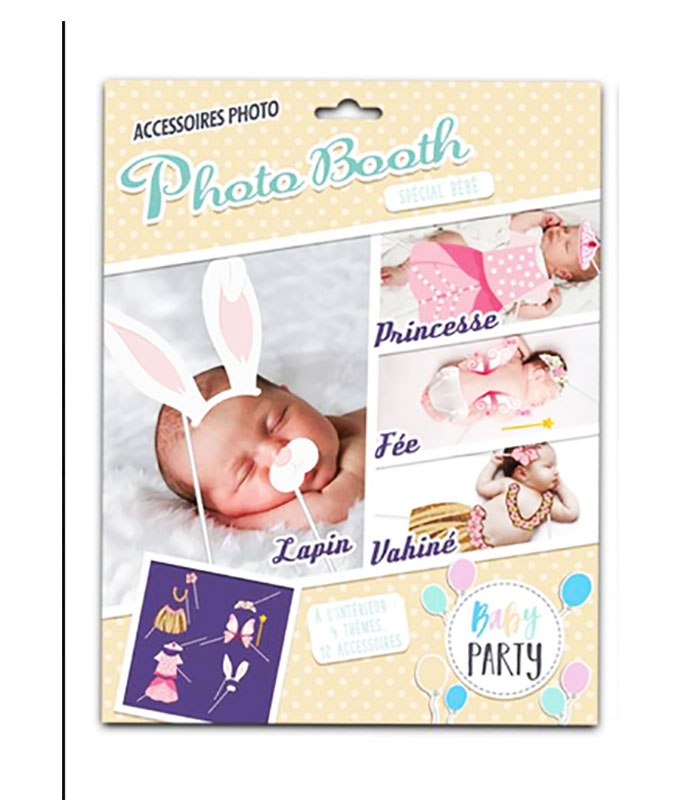 12 ACCESSOIRES PHOTOBOOTH THEME BEBE FILLE
