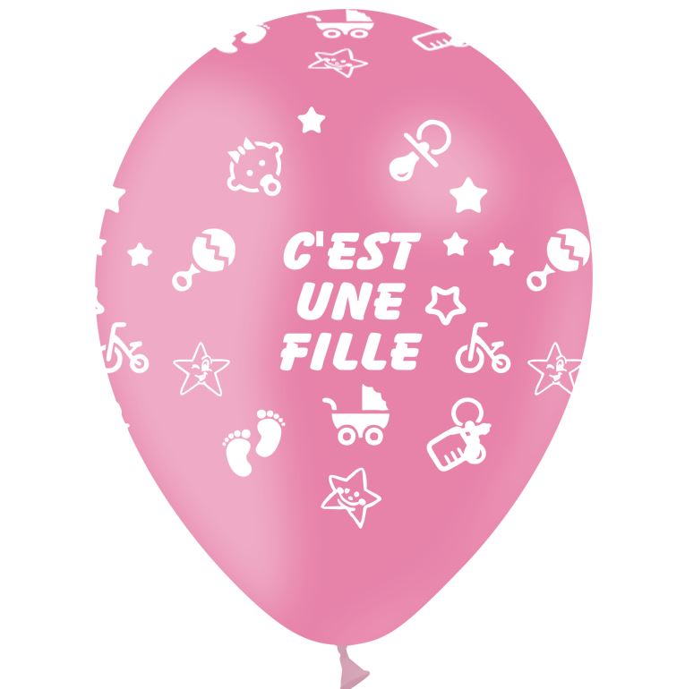 6 ballons latex rose c est une fille