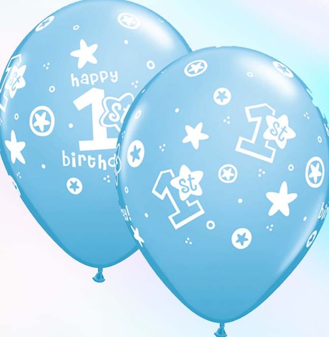 6 ballons laetx qualatex bleus 1 an