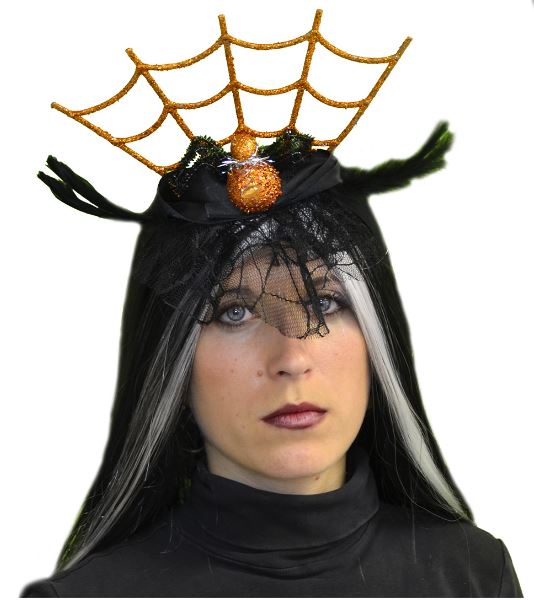 SERRE TETE HALLOWEEN ARAIGNEE ORANGE ET NOIR