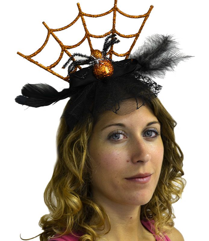 SERRE TETE HALLOWEEN ARAIGNEE ORANGE ET NOIR 1