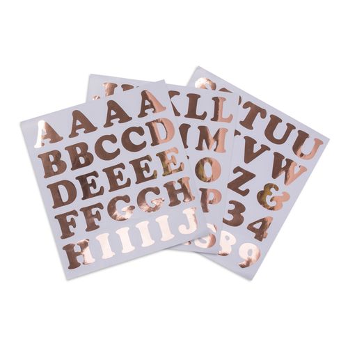 71 STICKERS PAILLETTES ROSE GOLD LETTRES ET CHIFFRES