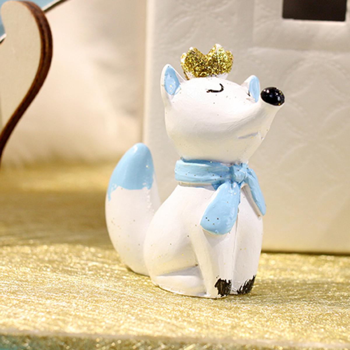 figurine-renard-bleu-couronne-or-6cm-