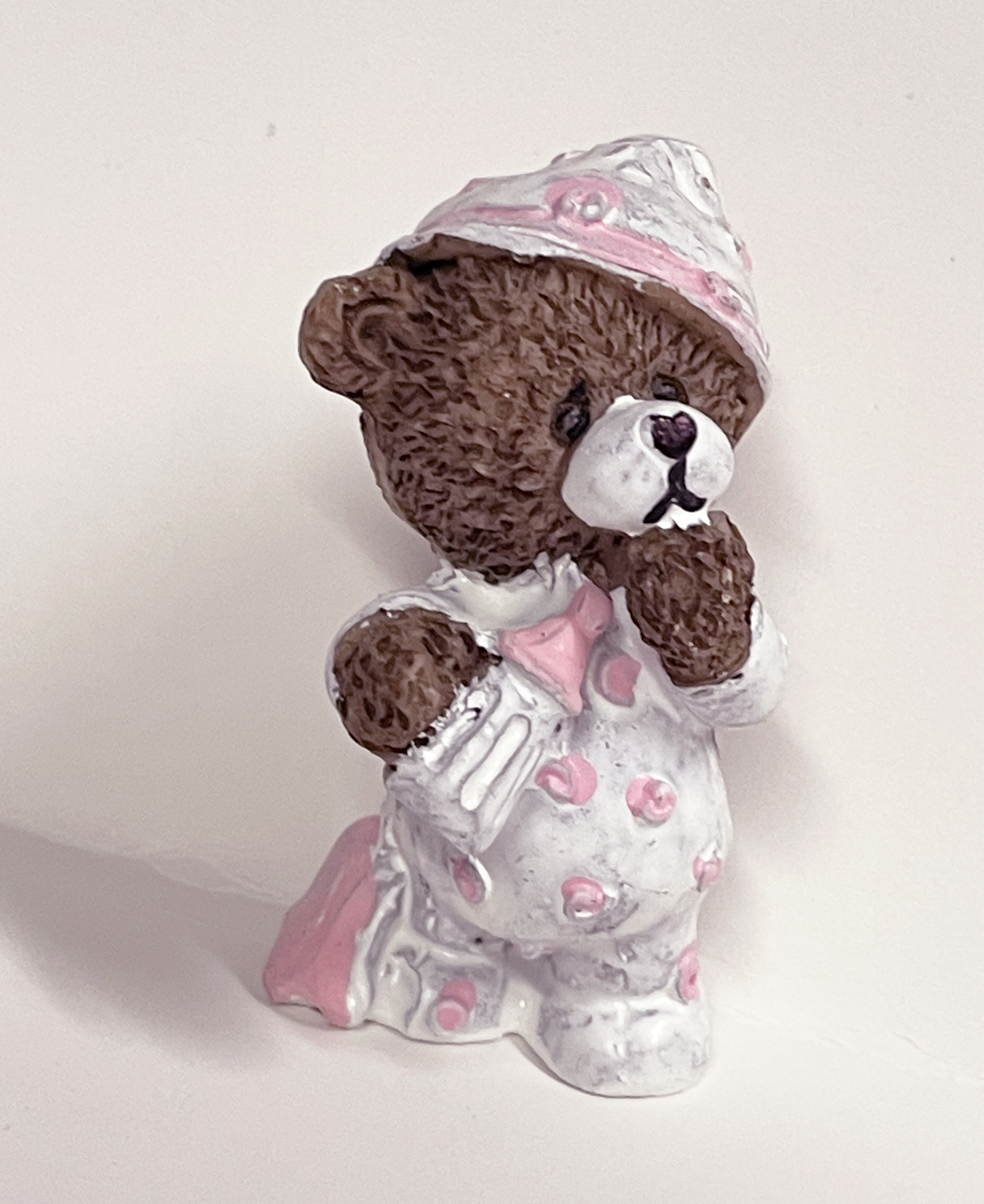 figurine resine ourson rose