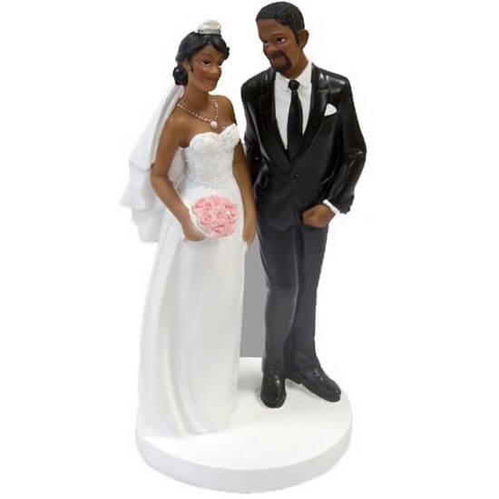 figurine-piece-montee-de-mariage-couple-de-maries-noirs 16 cm
