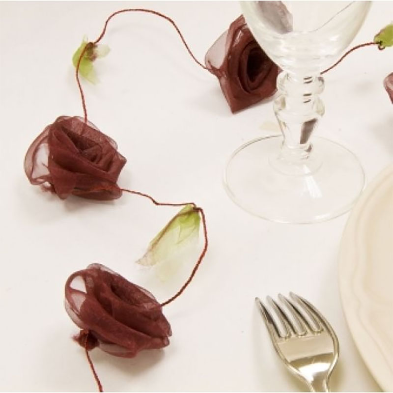 GUIRLANDE FLEURS ORGANZA CHOCOLAT