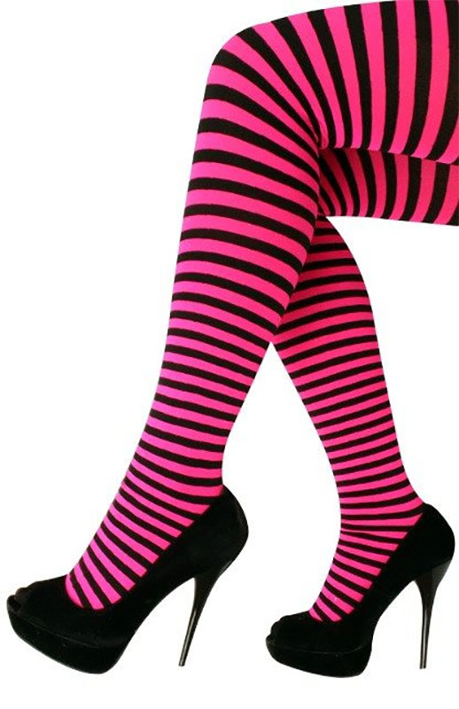 collants rayes rose et noir