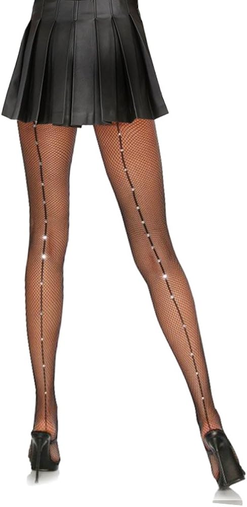 collants resille noir avec couture et strass