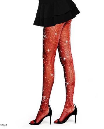 collants resille rouge strass