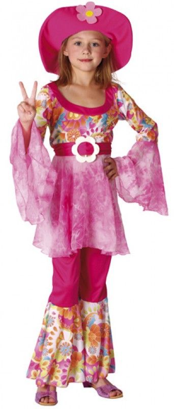 DEGUISEMENT HIPPIE ENFANT ROSE FILLE