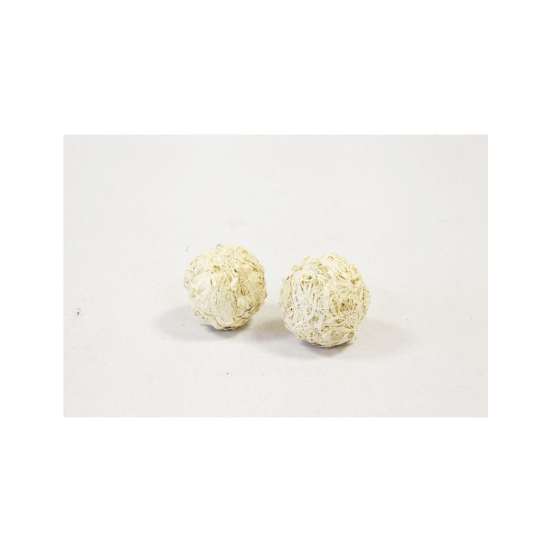 4 BOULES PAILLES NATURELLE 5  CM