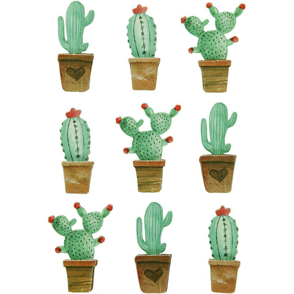 9 STICKERS 3D CACTUS