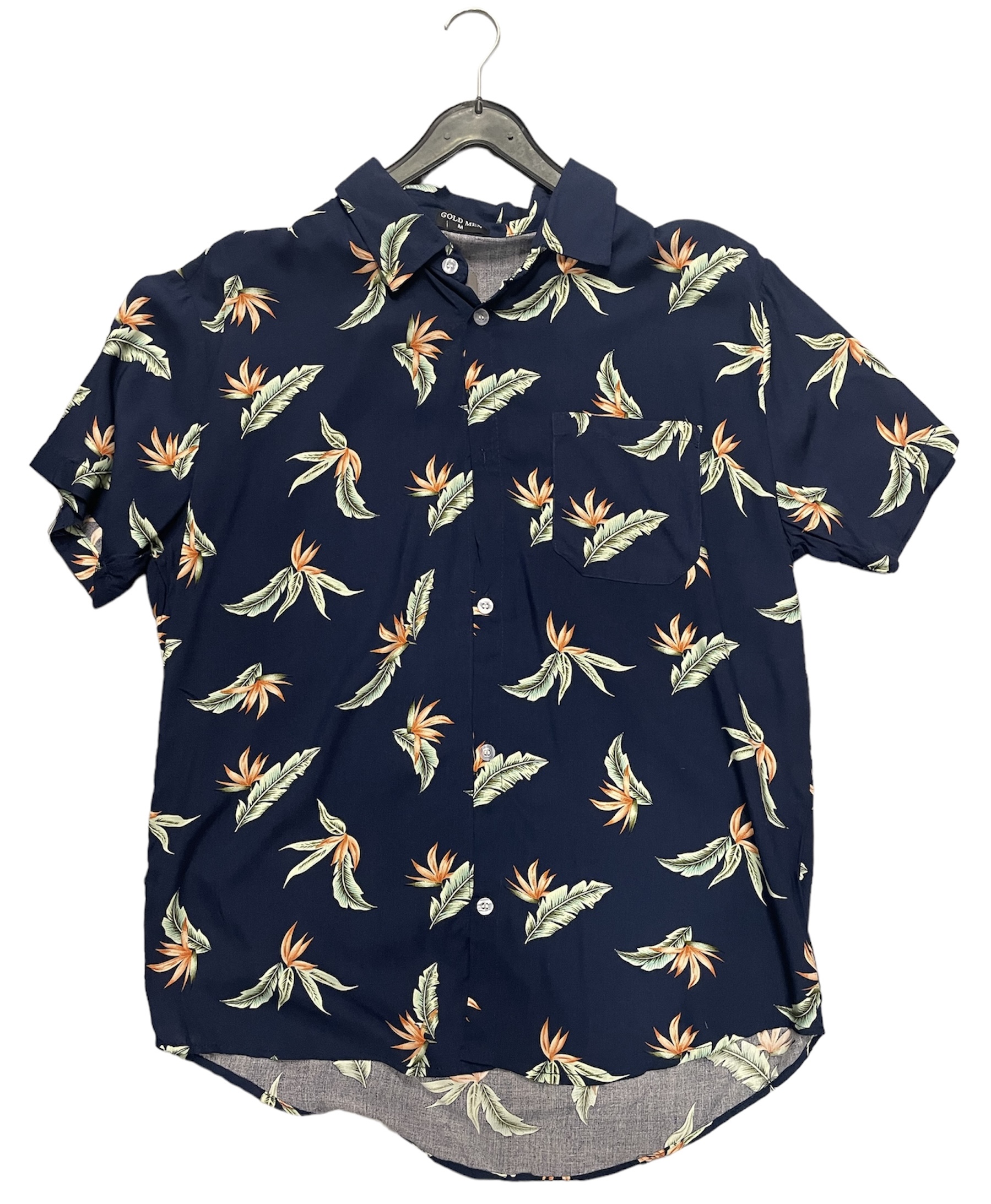 CHEMISE HAWAIENNNE BLEU NUIT AVEC FLEURS