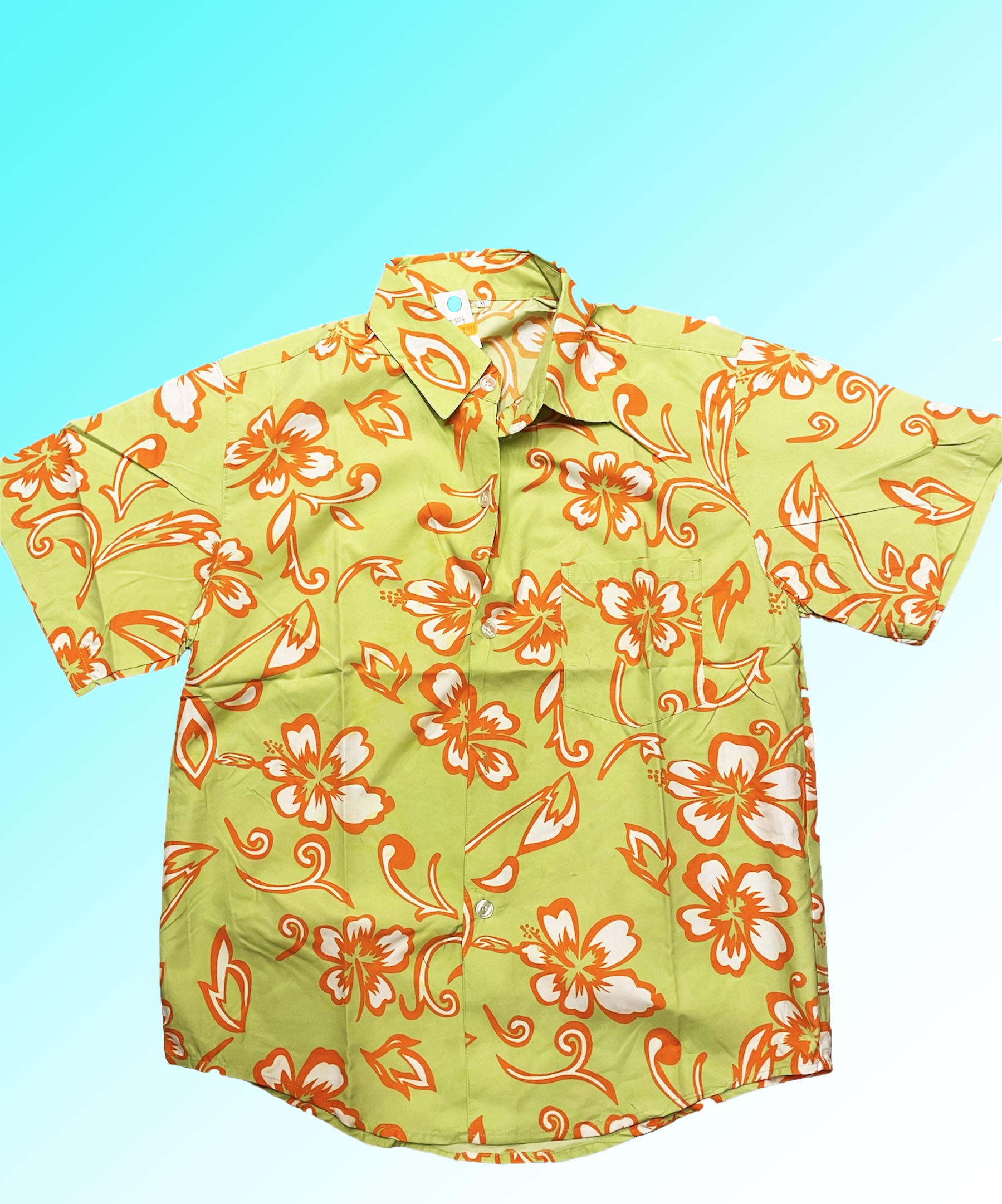 chemise hawaienne vert et orange. 2JPG