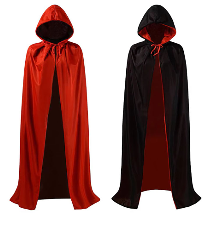 CAPE CAPUCHE REVERSIBLE ROUGE ET NOIRE