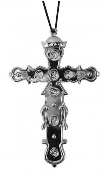 CROIX DE PAPE EN PLASTIQUE ARGENT 16 CM