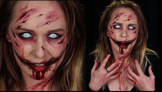 maquillage halloween sang et latex