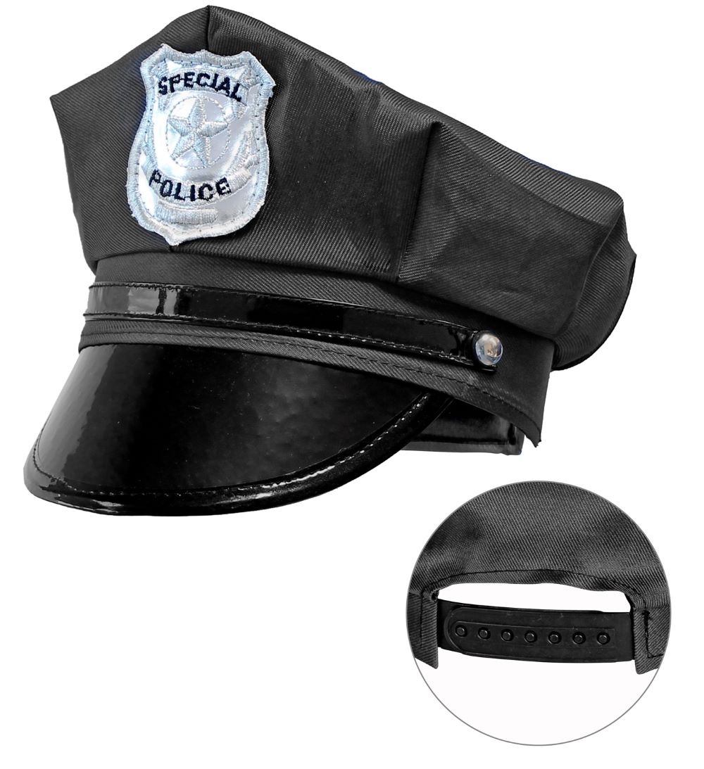 CASQUETTE POLICIER NOIRE REGLABLE