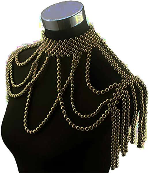 COLLIER EPAULE GROSSE PERLES OR